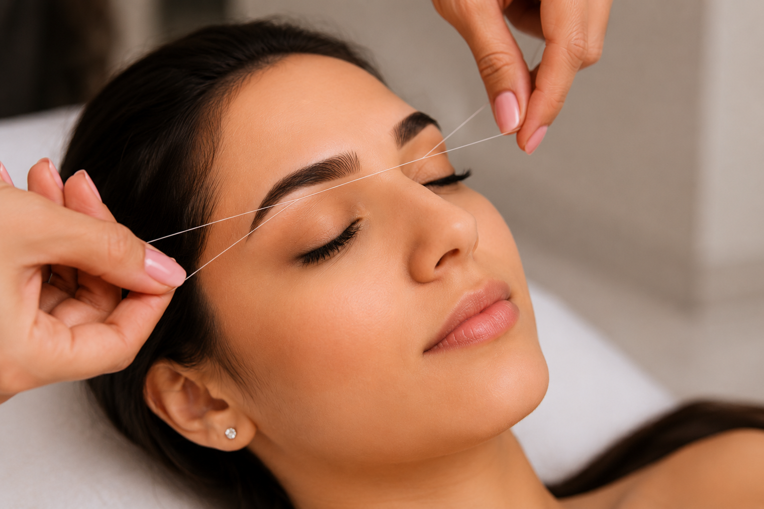 Professional eyebrow and face threading at Serene Beauty & Browz